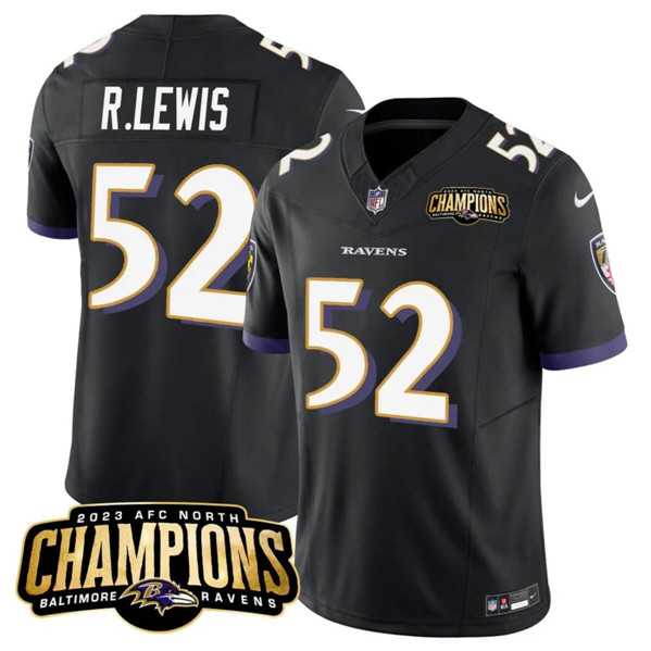 Men & Women & Youth Baltimore Ravens #52 Ray Lewis Black 2023 F.U.S.E. AFC North Champions Vapor Limited Jersey